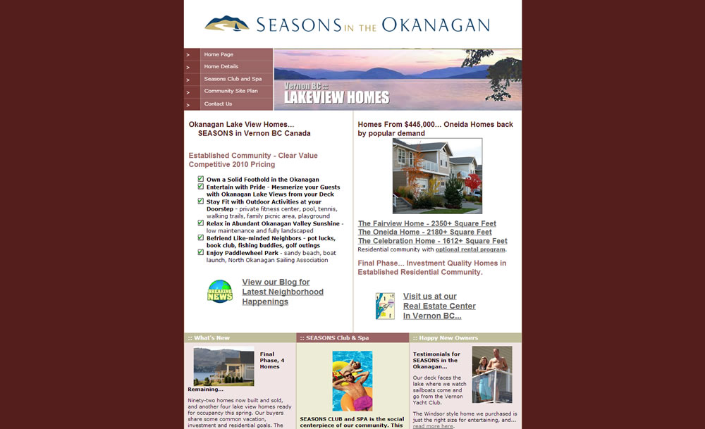 SeasonsVernon.com :: Real Estate Developer Website