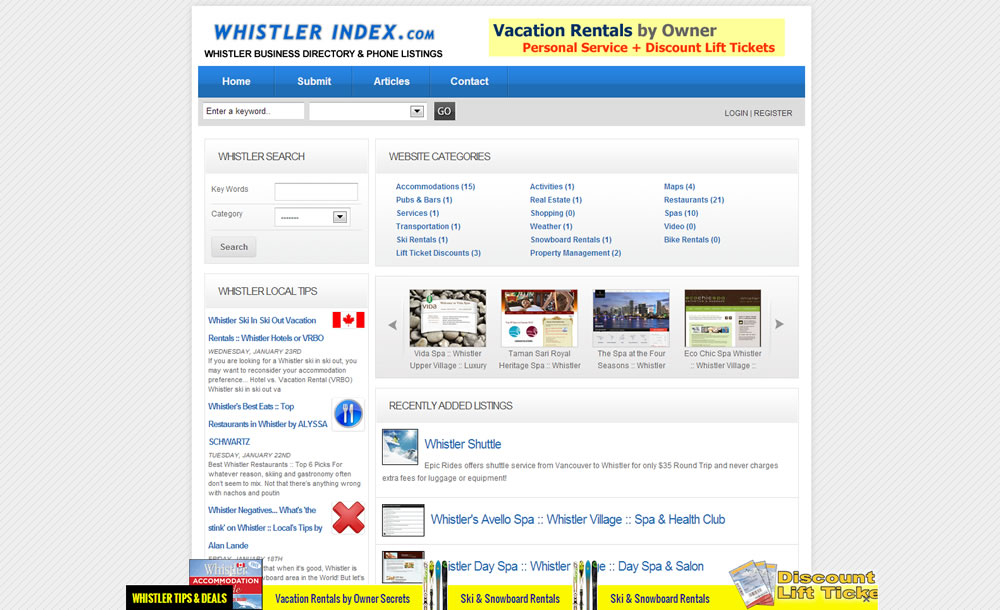 WhistlerIndex.com :: Business Directory Website